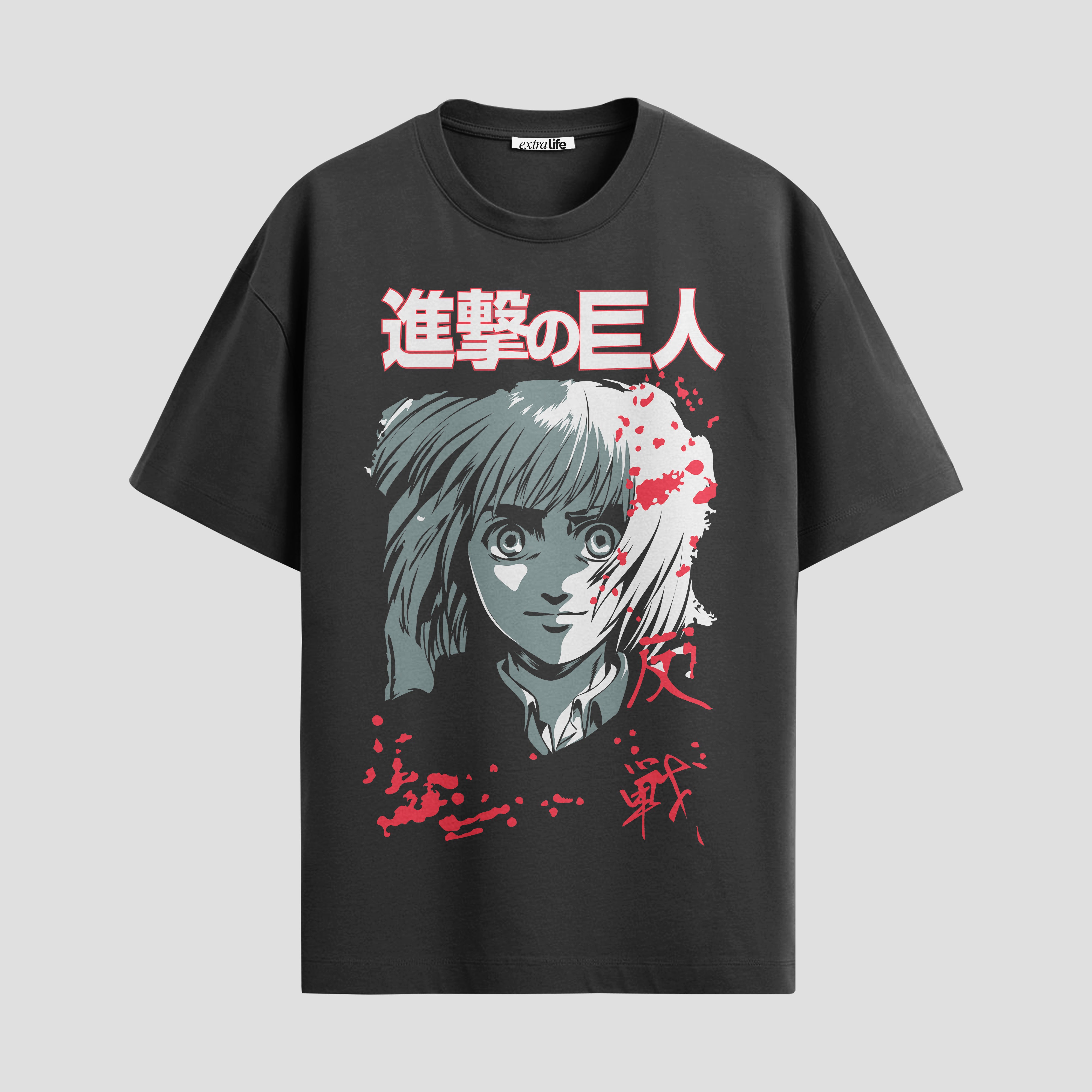 Playera urbana de anime y gaming ExtraLife MX, corte Standard Fit unisex ligero y transpirable en color Deep Black y Pure White, ropa de uso diario para gym y casual.