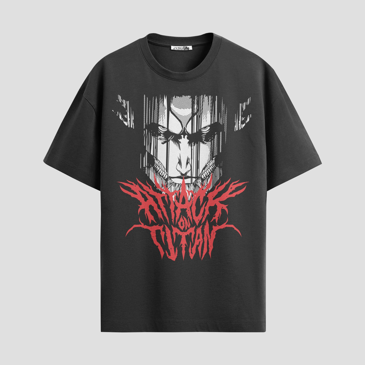 Playera urbana de anime y gaming ExtraLife MX, corte Classic Premium unisex ligero y transpirable en color Deep Black y Pure White, ropa de uso diario para gym y casual.