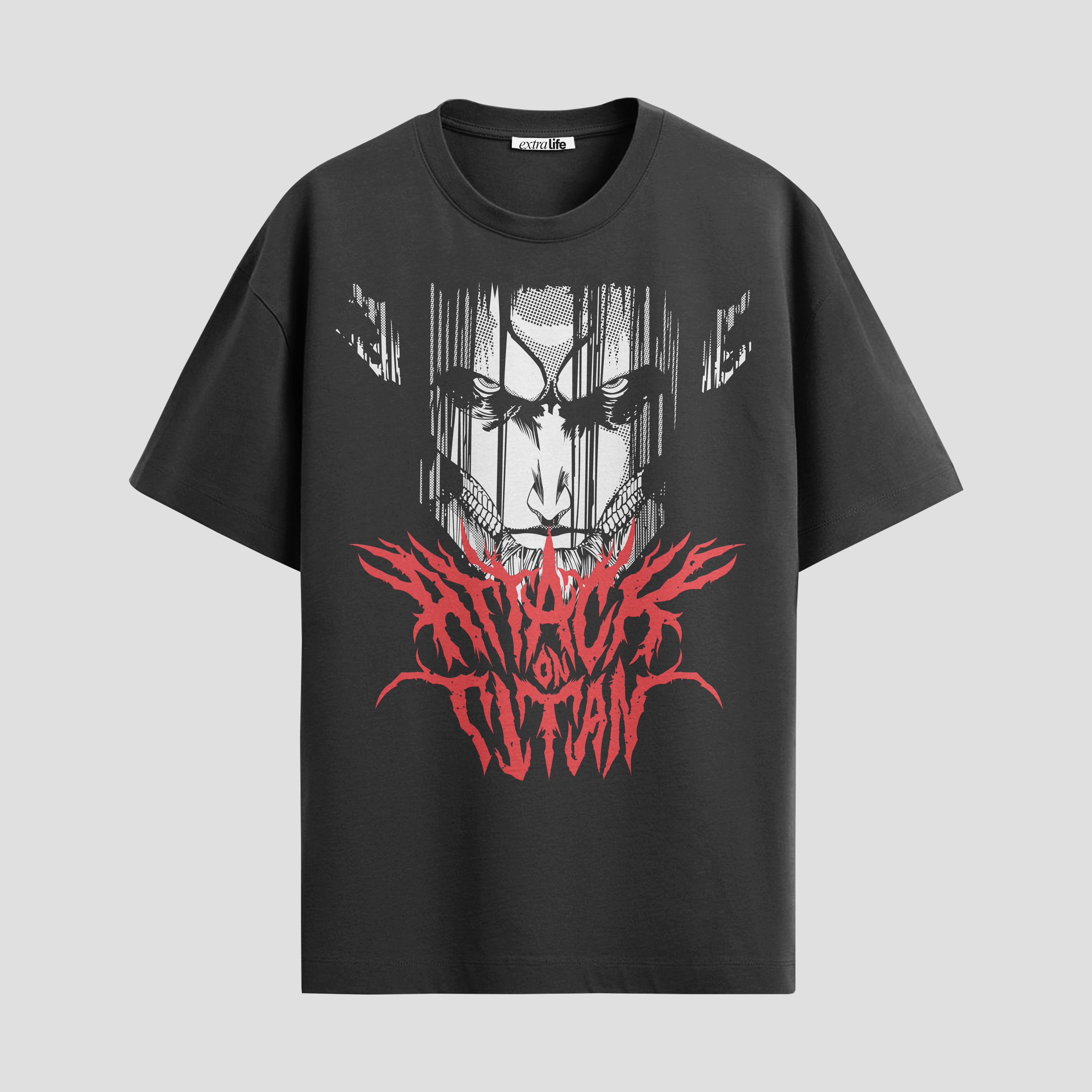 Playera urbana de anime y gaming ExtraLife MX, corte Standard Fit unisex ligero y transpirable en color Deep Black y Pure White, ropa de uso diario para gym y casual.