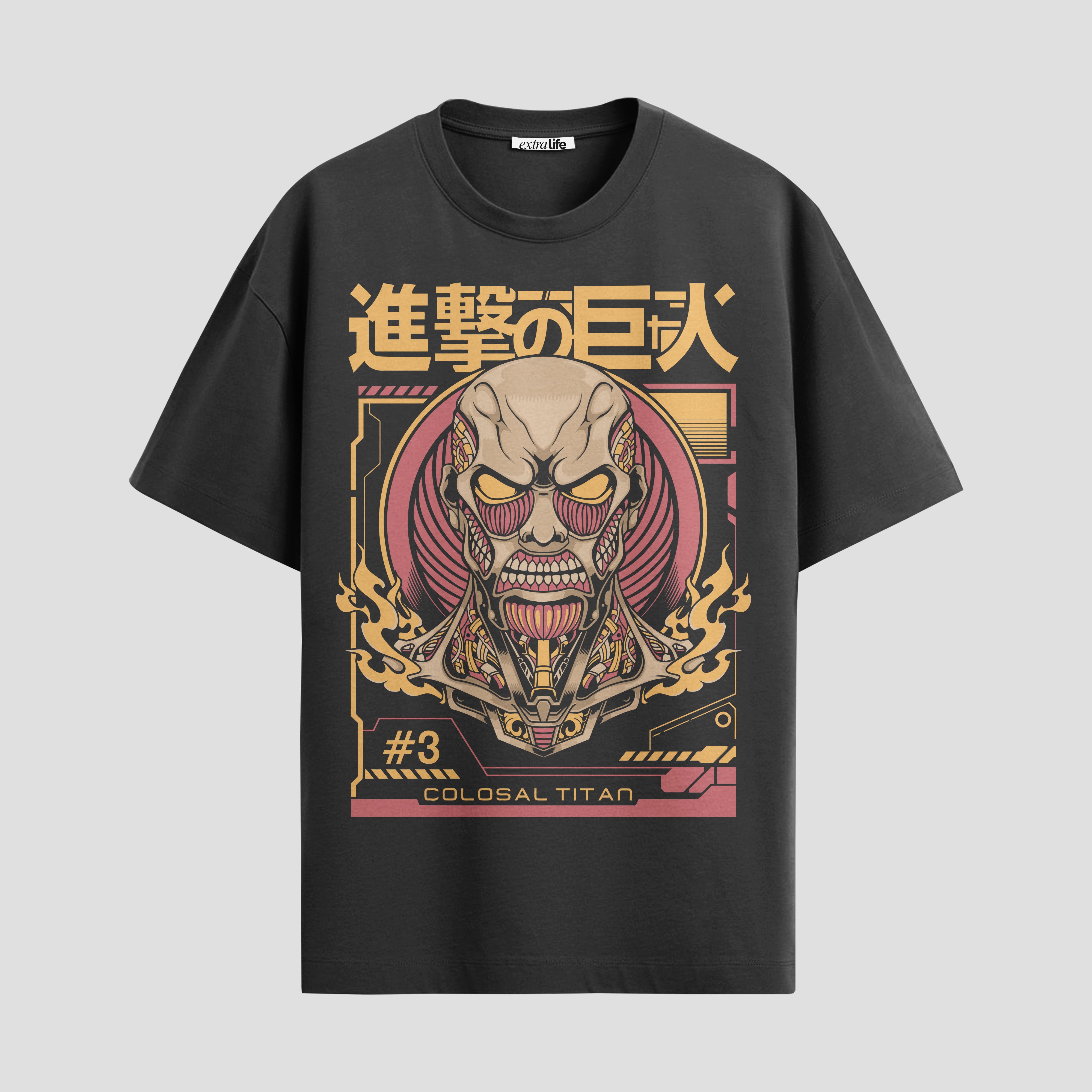 Playera urbana de anime y gaming ExtraLife MX, corte Standard Fit unisex ligero y transpirable en color Deep Black y Pure White, ropa de uso diario para gym y casual.