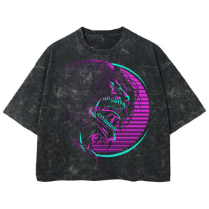 Playera streetwear premium de anime y gaming ExtraLife MX, corte boxy deluxe mineral wash heavyweight en color Acid Wash, moda urbana mexicana de culto.