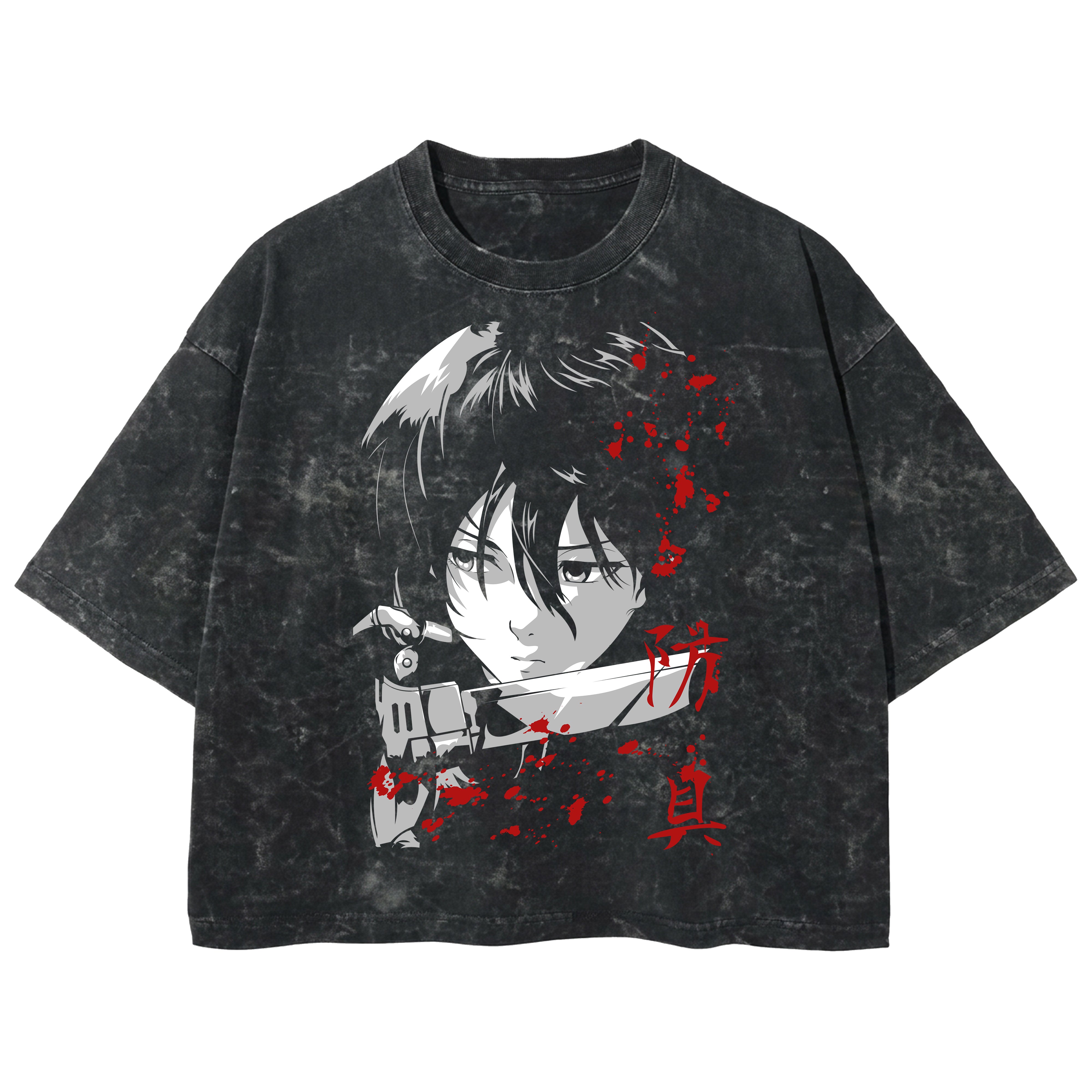 Playera streetwear premium de anime y gaming ExtraLife MX, corte boxy deluxe mineral wash heavyweight en color Acid Wash, moda urbana mexicana de culto.