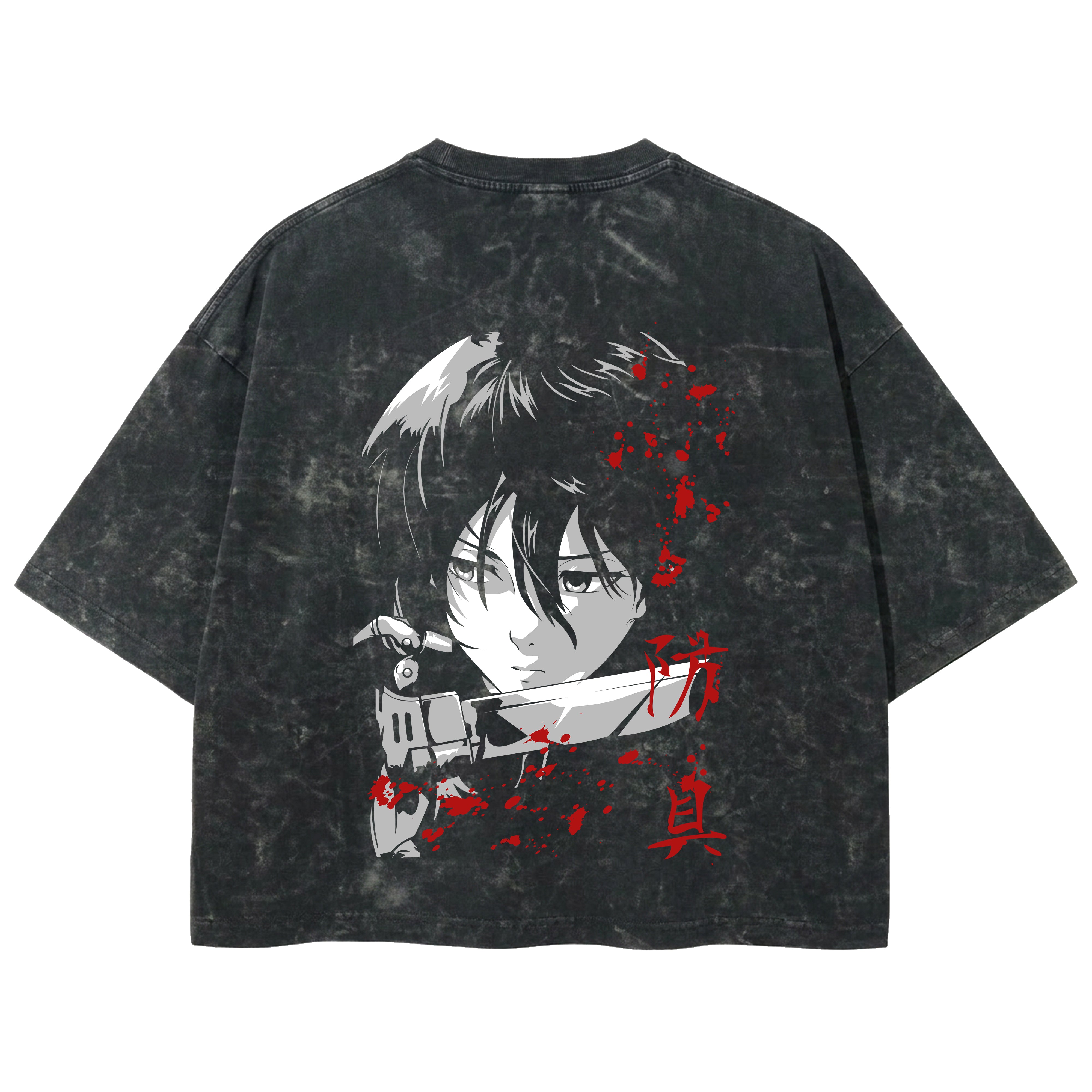 Playera streetwear premium de anime y gaming ExtraLife MX, corte boxy deluxe mineral wash heavyweight en color Acid Wash, moda urbana mexicana de culto.