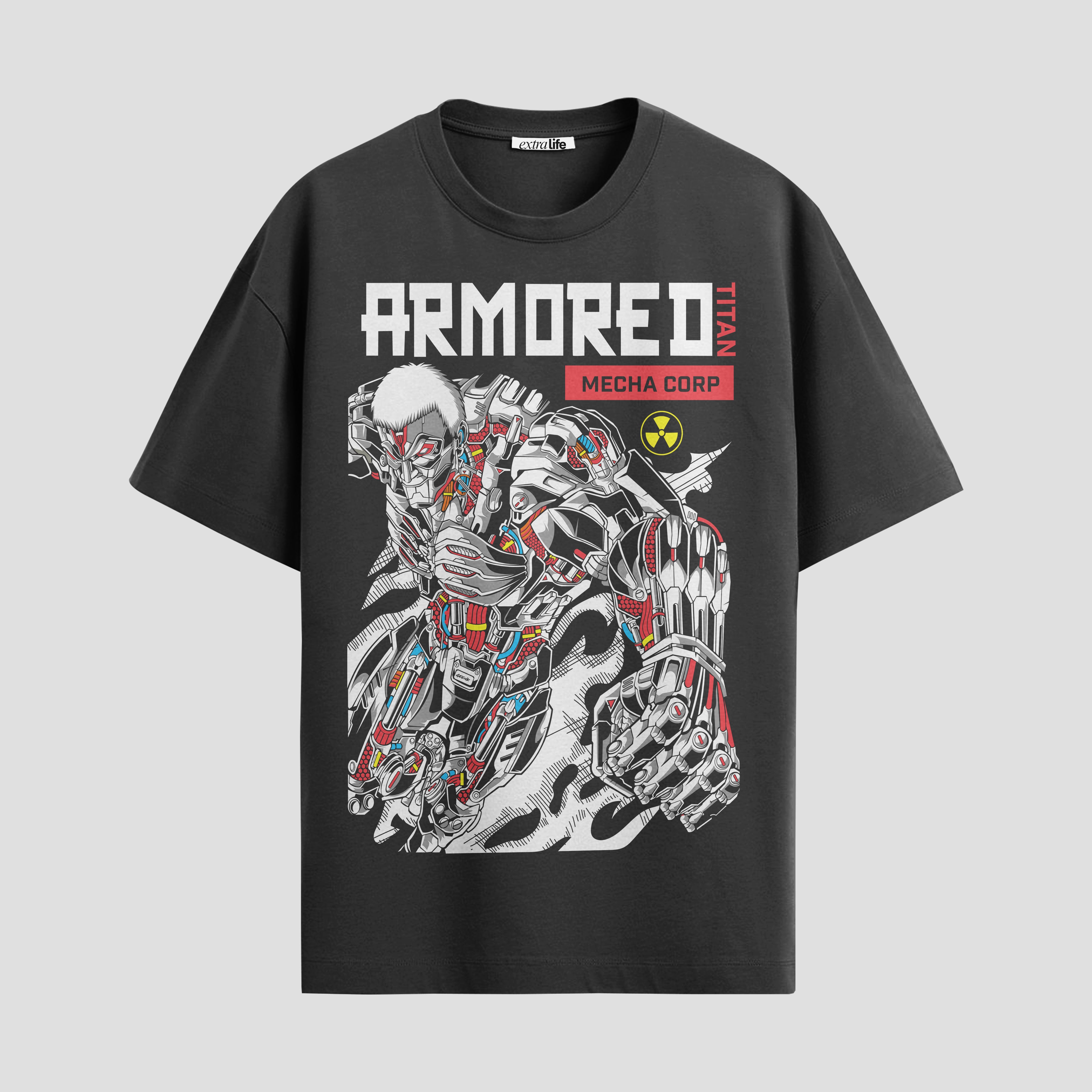Playera urbana de anime y gaming ExtraLife MX, corte Standard Fit unisex ligero y transpirable en color Deep Black y Pure White, ropa de uso diario para gym y casual.