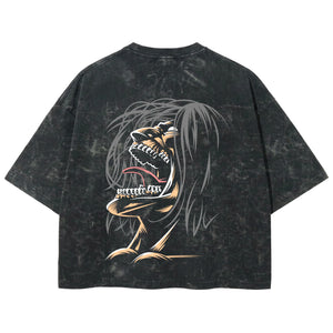 Playera streetwear premium de anime y gaming ExtraLife MX, corte boxy deluxe mineral wash heavyweight en color Acid Wash, moda urbana mexicana de culto.