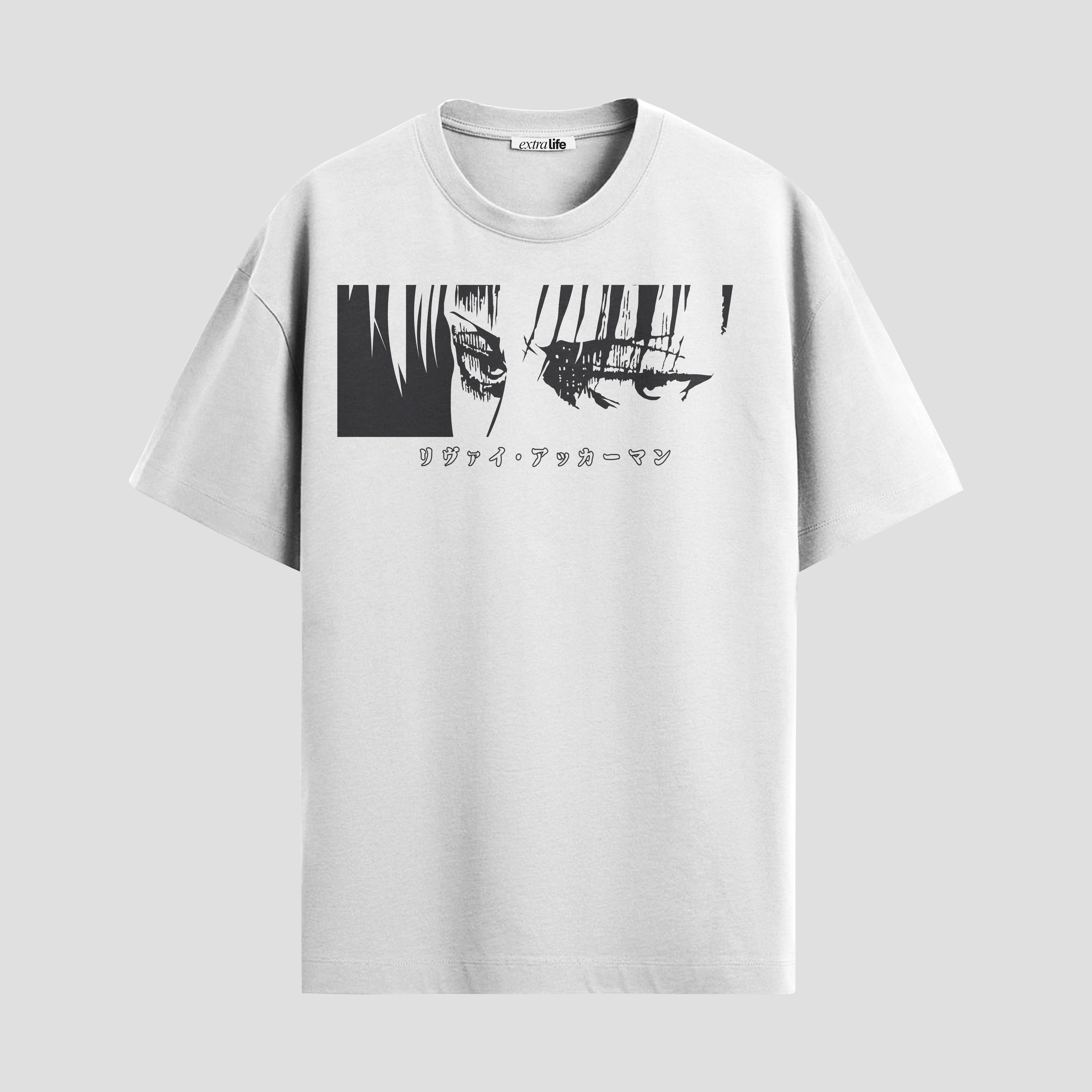 Playera urbana de anime y gaming ExtraLife MX, corte Standard Fit unisex ligero y transpirable en color Deep Black y Pure White, ropa de uso diario para gym y casual.