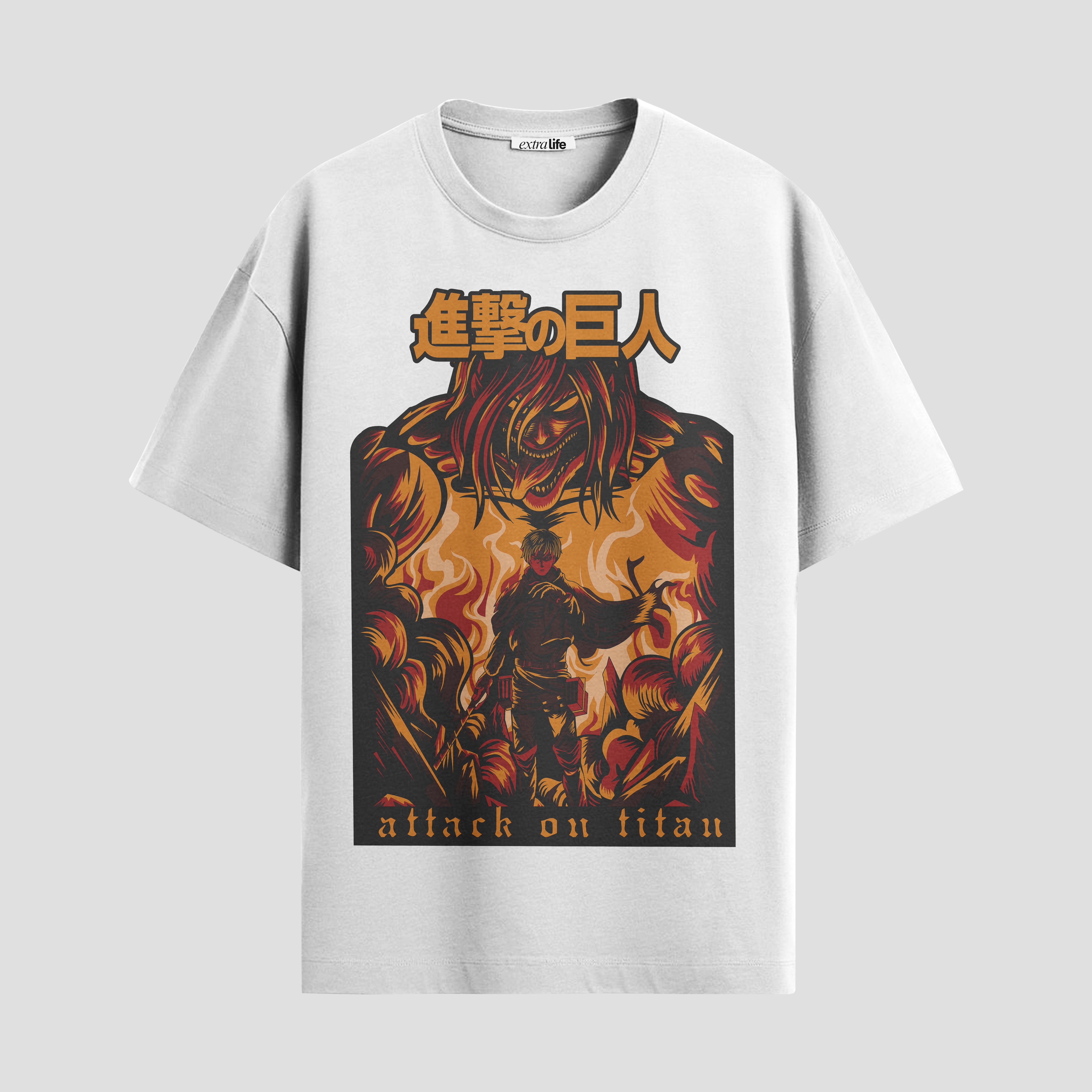 Playera urbana de anime y gaming ExtraLife MX, corte Standard Fit unisex ligero y transpirable en color Deep Black y Pure White, ropa de uso diario para gym y casual.