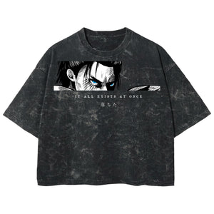 Playera streetwear premium de anime y gaming ExtraLife MX, corte boxy deluxe mineral wash heavyweight en color Acid Wash, moda urbana mexicana de culto.