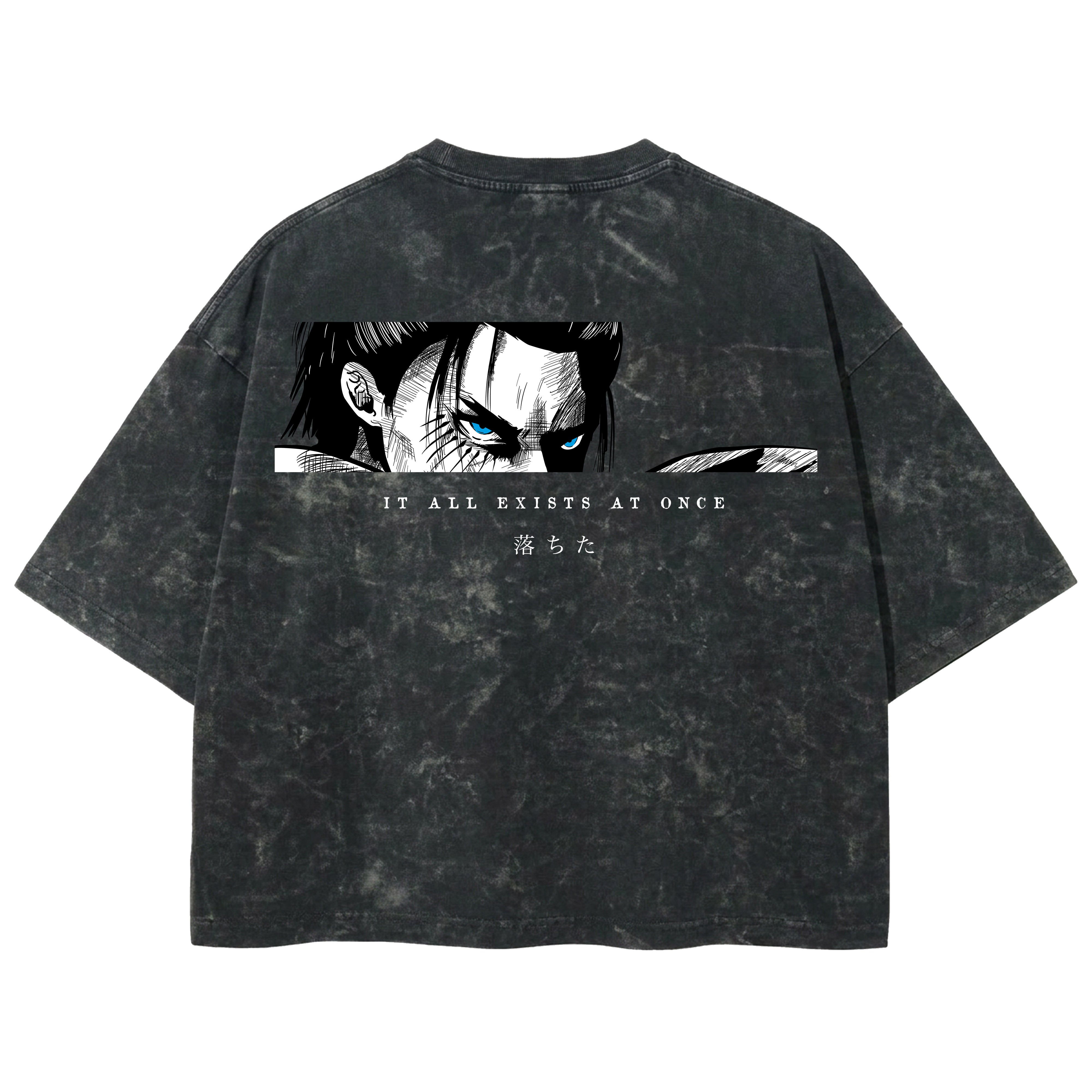 Playera streetwear premium de anime y gaming ExtraLife MX, corte boxy deluxe mineral wash heavyweight en color Acid Wash, moda urbana mexicana de culto.