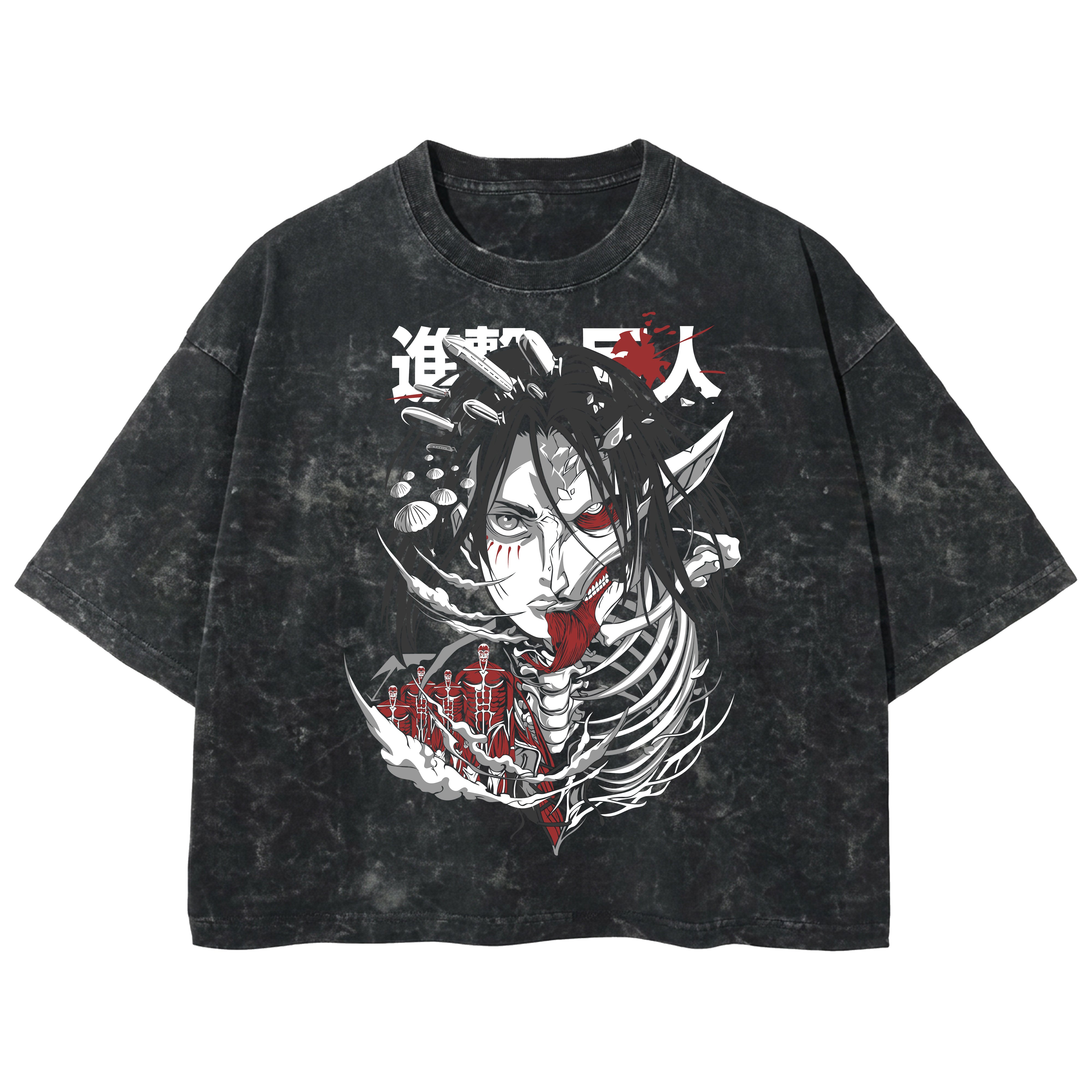 Playera streetwear premium de anime y gaming ExtraLife MX, corte boxy deluxe mineral wash heavyweight en color Acid Wash, moda urbana mexicana de culto.