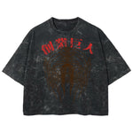 Playera streetwear premium de anime y gaming ExtraLife MX, corte boxy deluxe mineral wash heavyweight en color Acid Wash, moda urbana mexicana de culto.