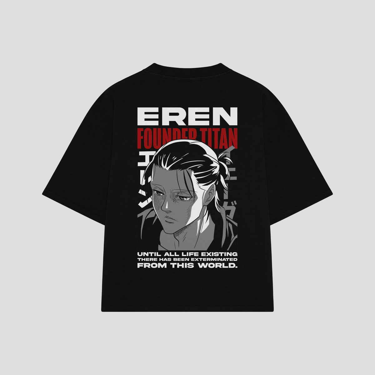 Playera streetwear premium de anime y gaming ExtraLife MX, corte oversized drop shoulder ligero y fresco en color Deep Black y Off-White, moda urbana mexicana de culto.