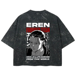 Playera streetwear premium de anime y gaming ExtraLife MX, corte boxy deluxe mineral wash heavyweight en color Acid Wash, moda urbana mexicana de culto.