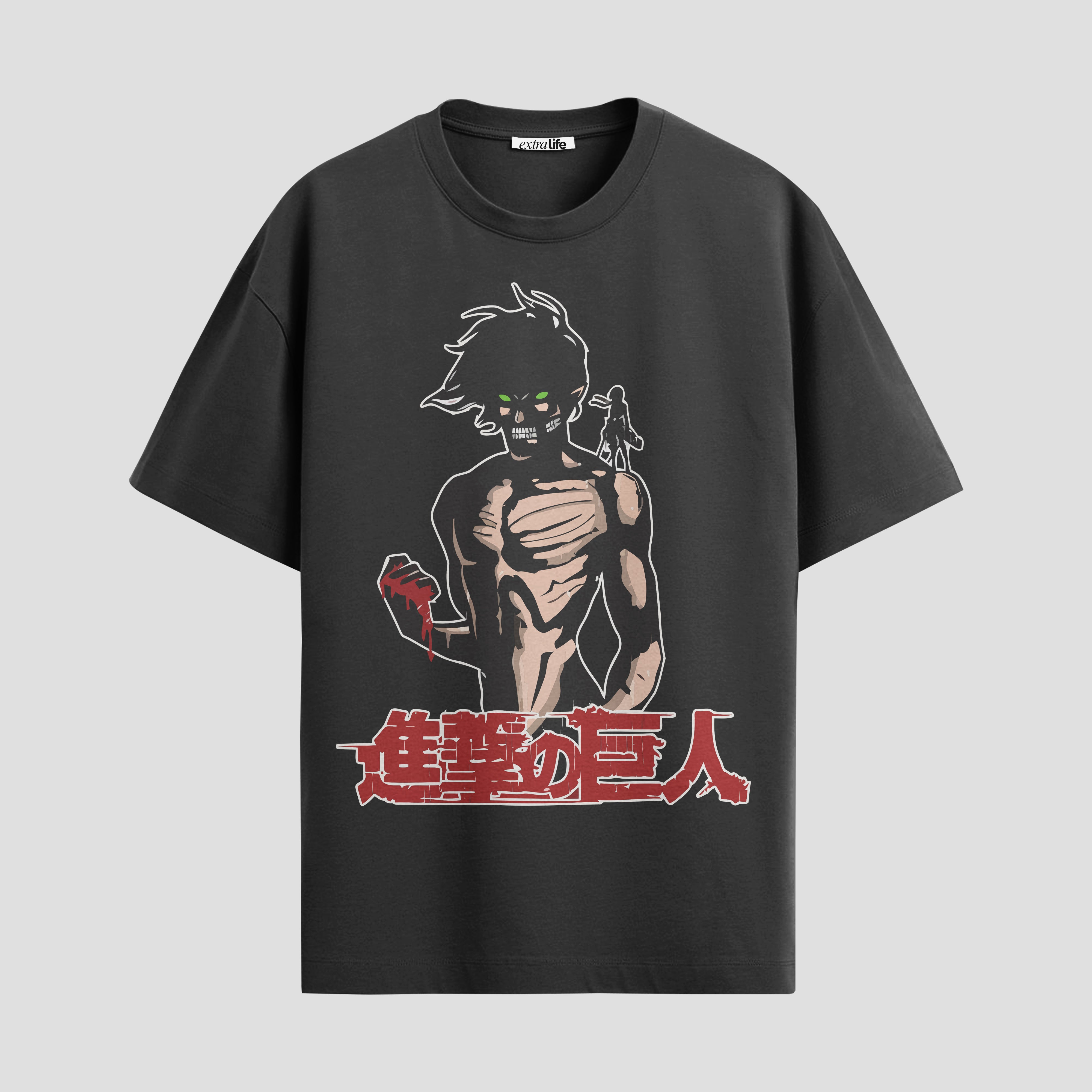 Playera urbana de anime y gaming ExtraLife MX, corte Standard Fit unisex ligero y transpirable en color Deep Black y Pure White, ropa de uso diario para gym y casual.