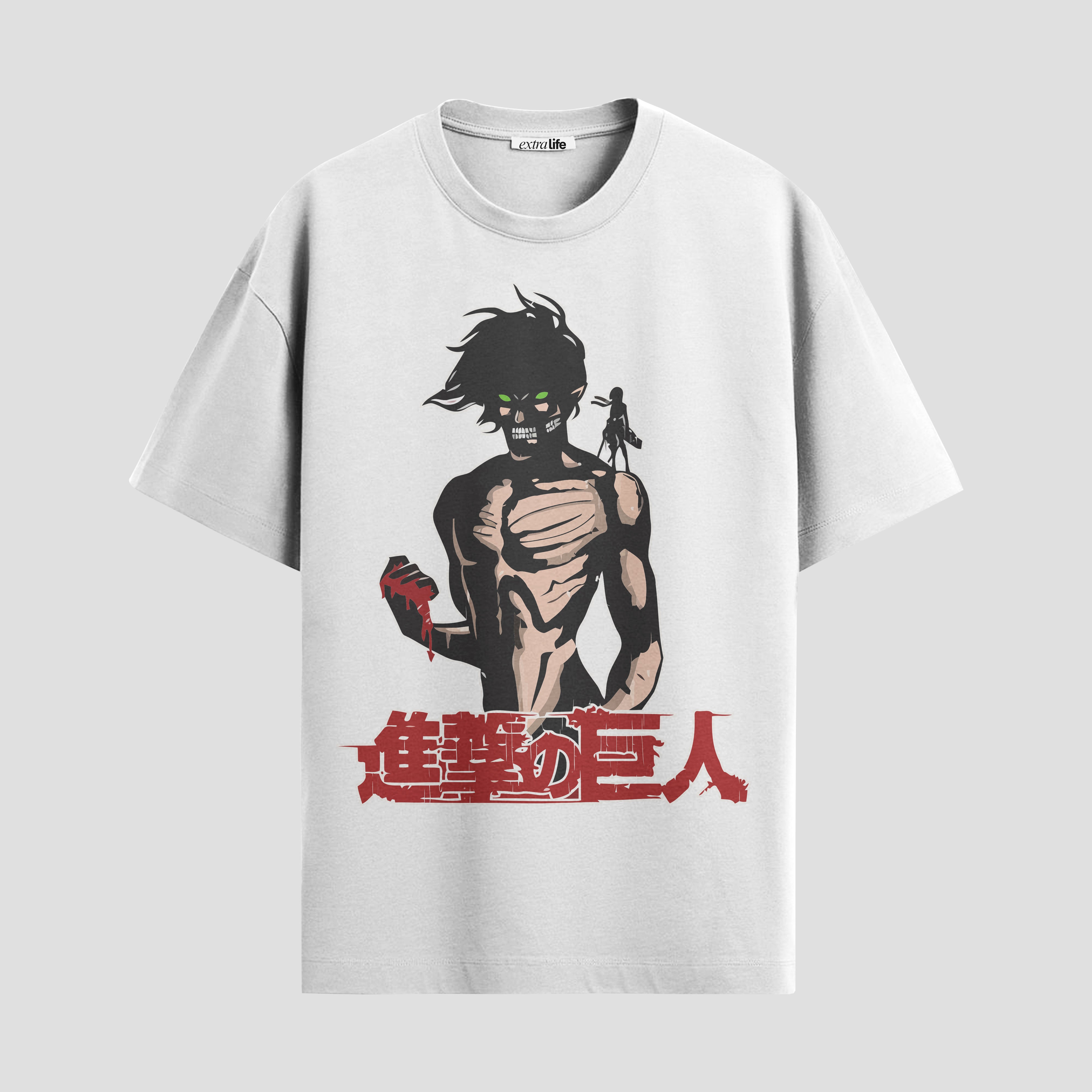 Playera urbana de anime y gaming ExtraLife MX, corte Standard Fit unisex ligero y transpirable en color Deep Black y Pure White, ropa de uso diario para gym y casual.