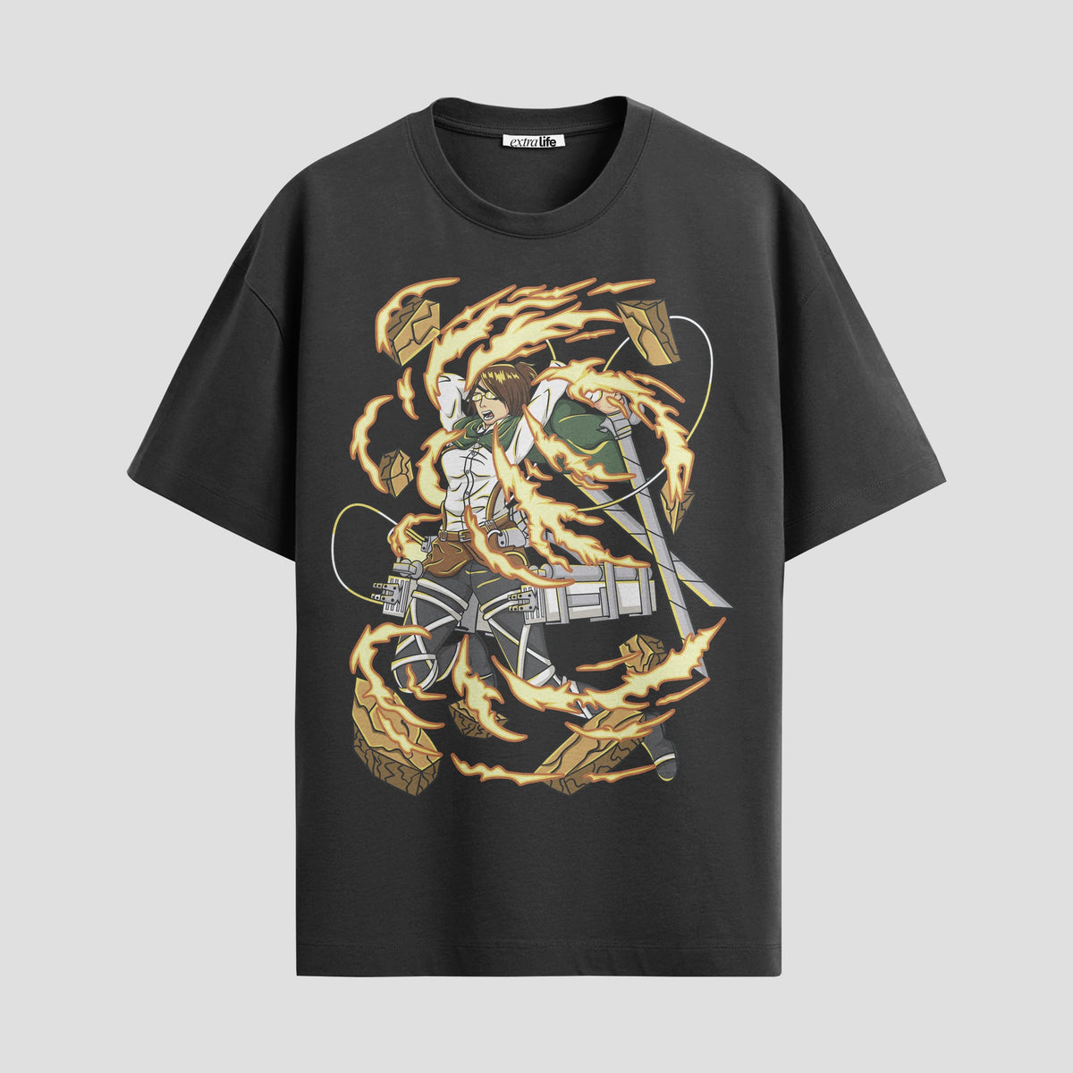 Playera urbana de anime y gaming ExtraLife MX, corte Classic Premium unisex ligero y transpirable en color Deep Black y Pure White, ropa de uso diario para gym y casual.