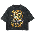 Playera streetwear premium de anime y gaming ExtraLife MX, corte boxy deluxe mineral wash heavyweight en color Acid Wash, moda urbana mexicana de culto.