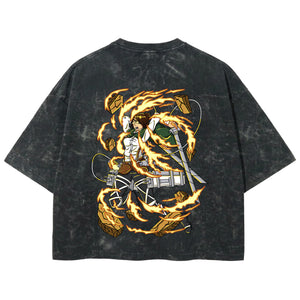 Playera streetwear premium de anime y gaming ExtraLife MX, corte boxy deluxe mineral wash heavyweight en color Acid Wash, moda urbana mexicana de culto.