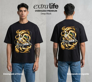 Mas Alla del Muro | La Científica de Titanes II #04860 - Playera Oversized Premium | Deep Black - Foto en modelo