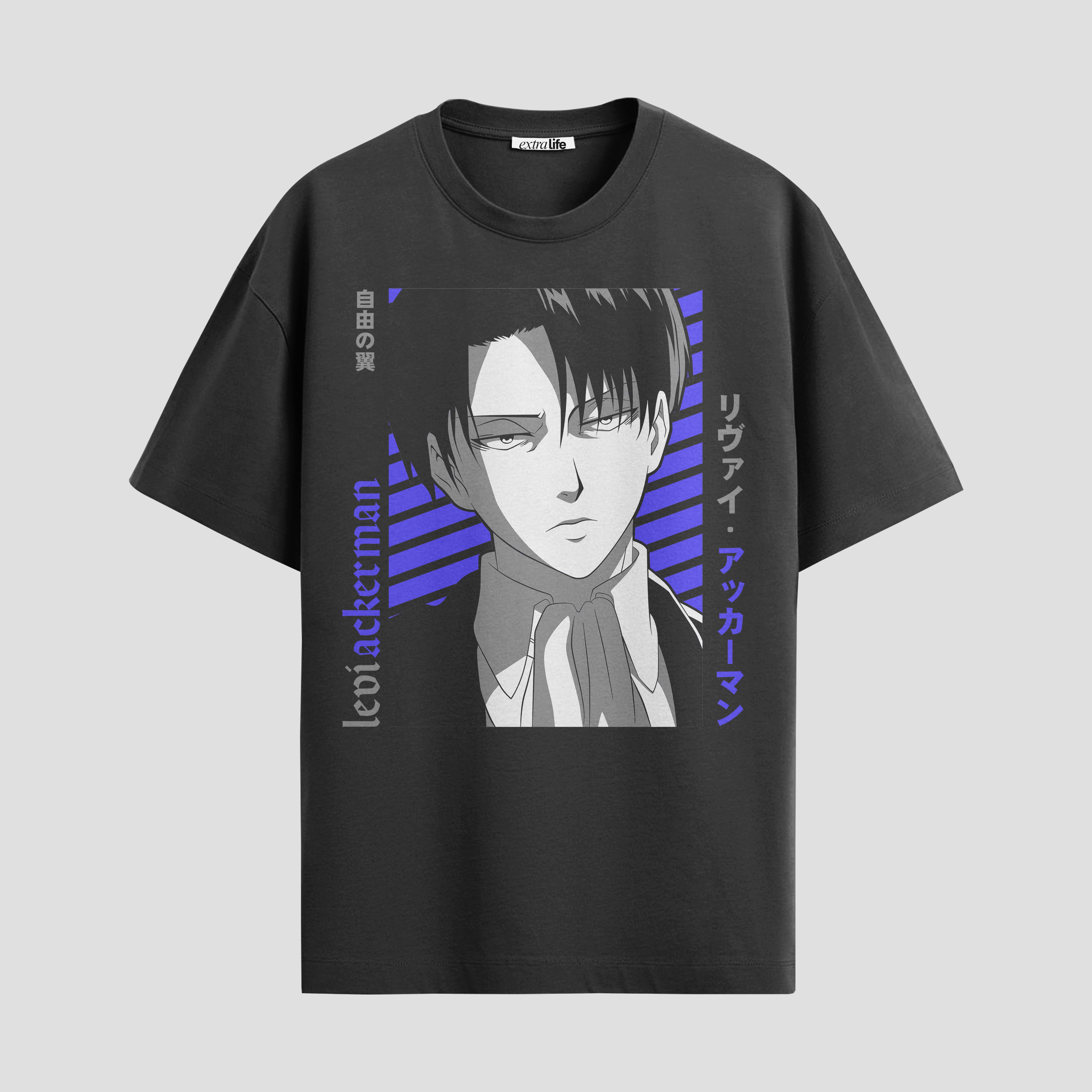Playera urbana de anime y gaming ExtraLife MX, corte Standard Fit unisex ligero y transpirable en color Deep Black y Pure White, ropa de uso diario para gym y casual.