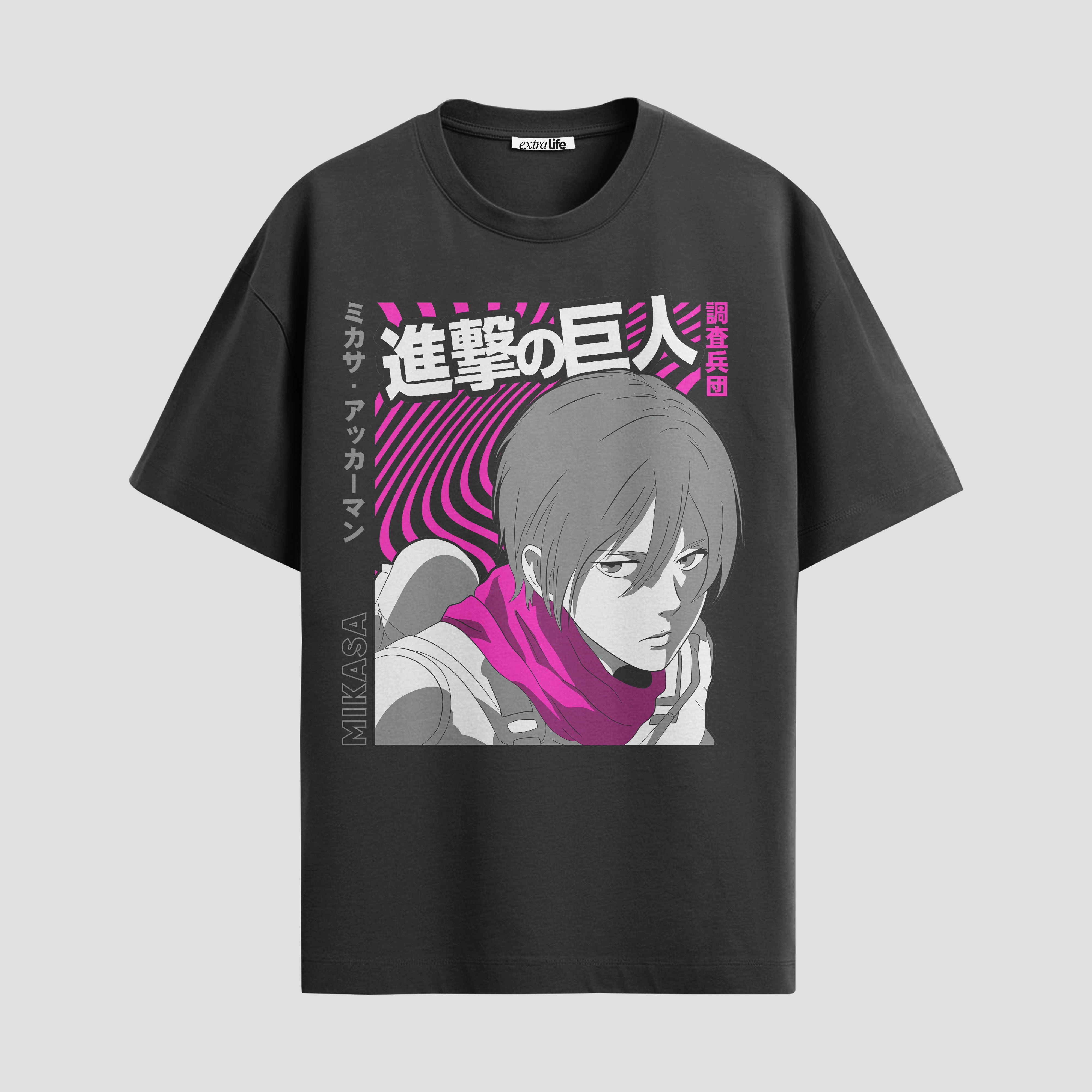 Playera urbana de anime y gaming ExtraLife MX, corte Standard Fit unisex ligero y transpirable en color Deep Black y Pure White, ropa de uso diario para gym y casual.