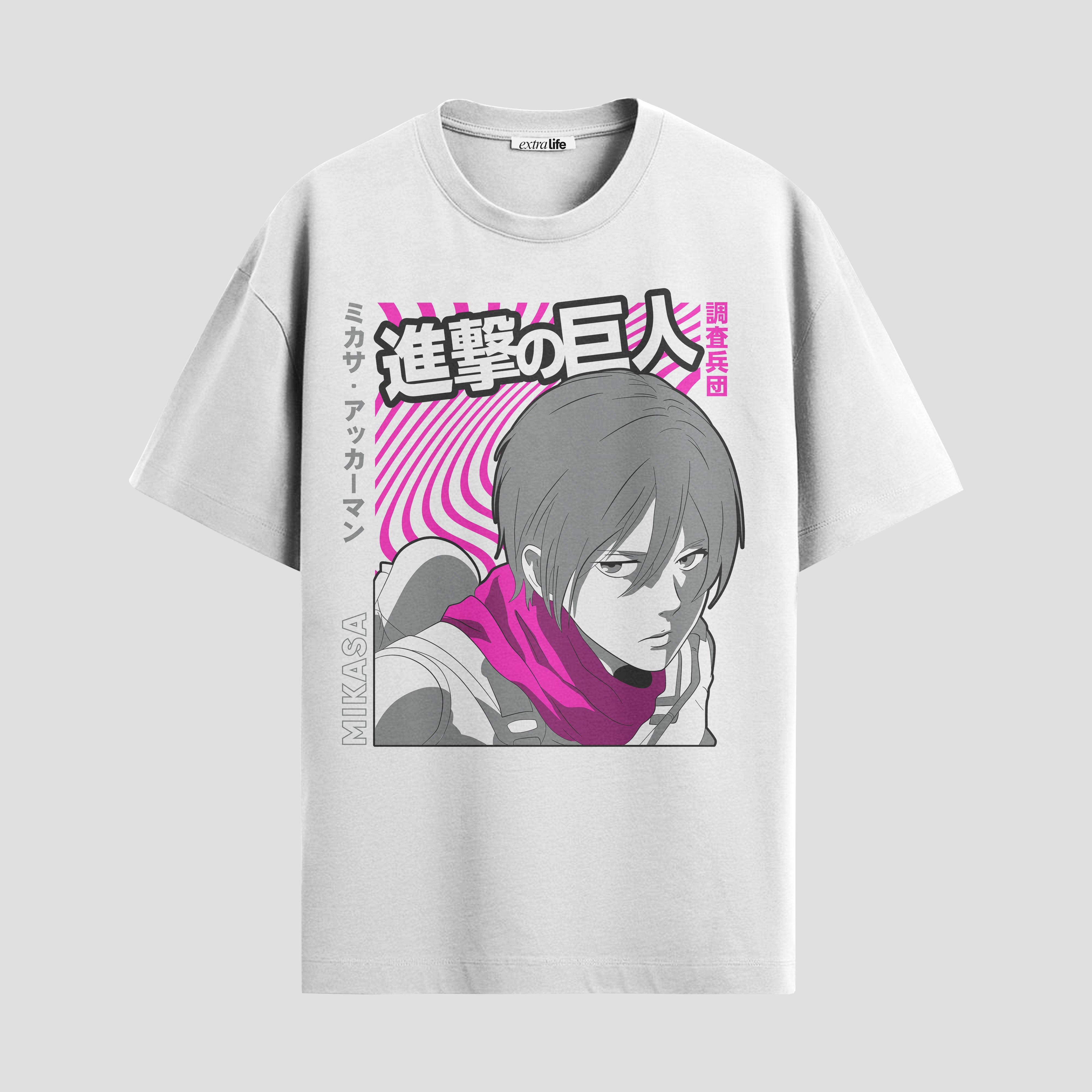 Playera urbana de anime y gaming ExtraLife MX, corte Standard Fit unisex ligero y transpirable en color Deep Black y Pure White, ropa de uso diario para gym y casual.