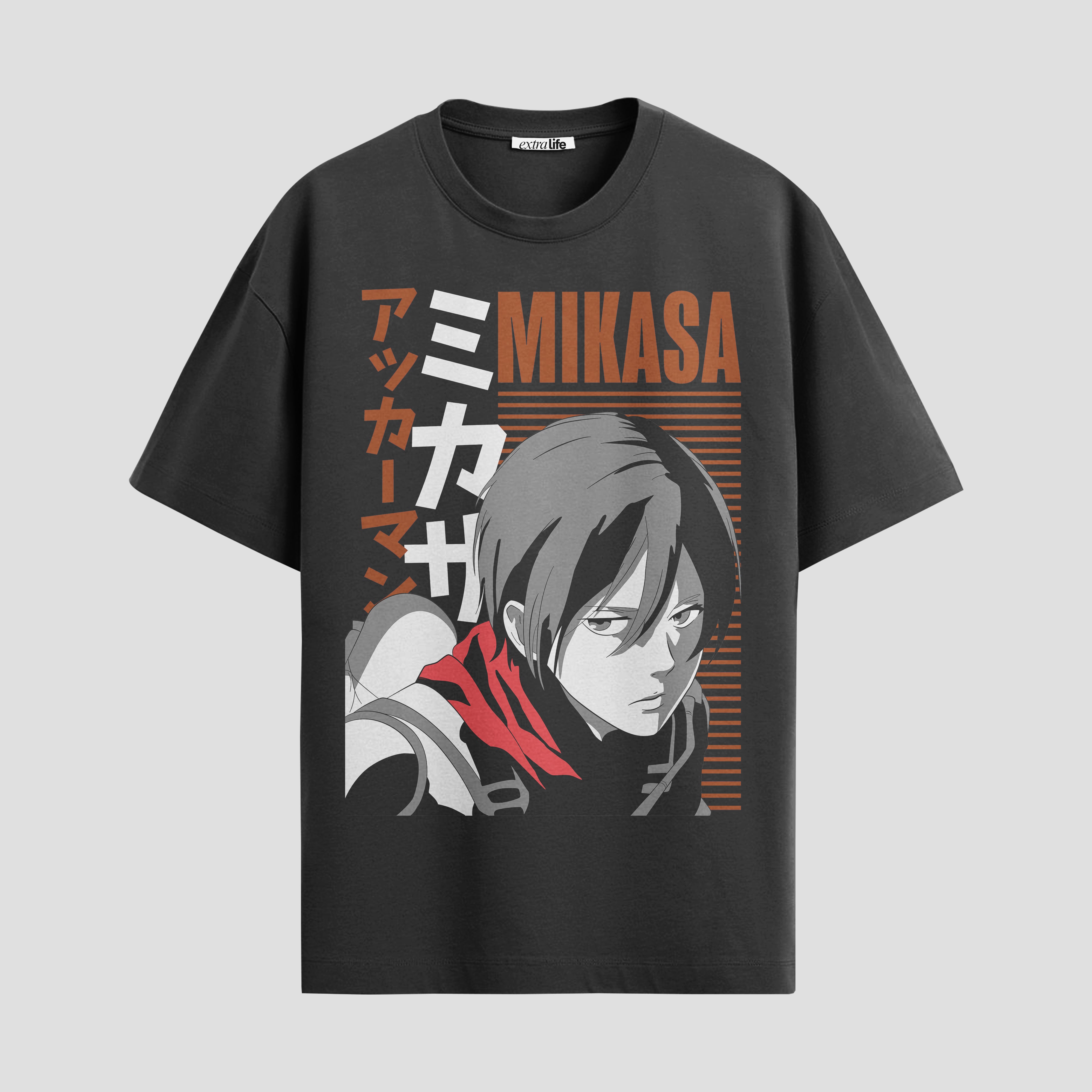 Playera urbana de anime y gaming ExtraLife MX, corte Standard Fit unisex ligero y transpirable en color Deep Black y Pure White, ropa de uso diario para gym y casual.