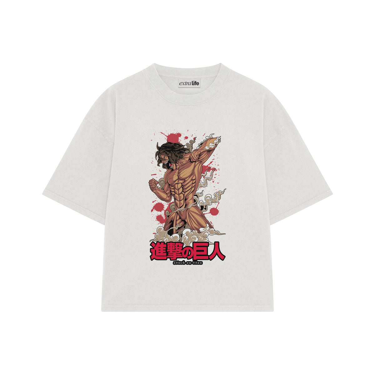 Playera streetwear premium de anime y gaming ExtraLife MX, corte oversized drop shoulder ligero y fresco en color Deep Black y Off-White, moda urbana mexicana de culto.