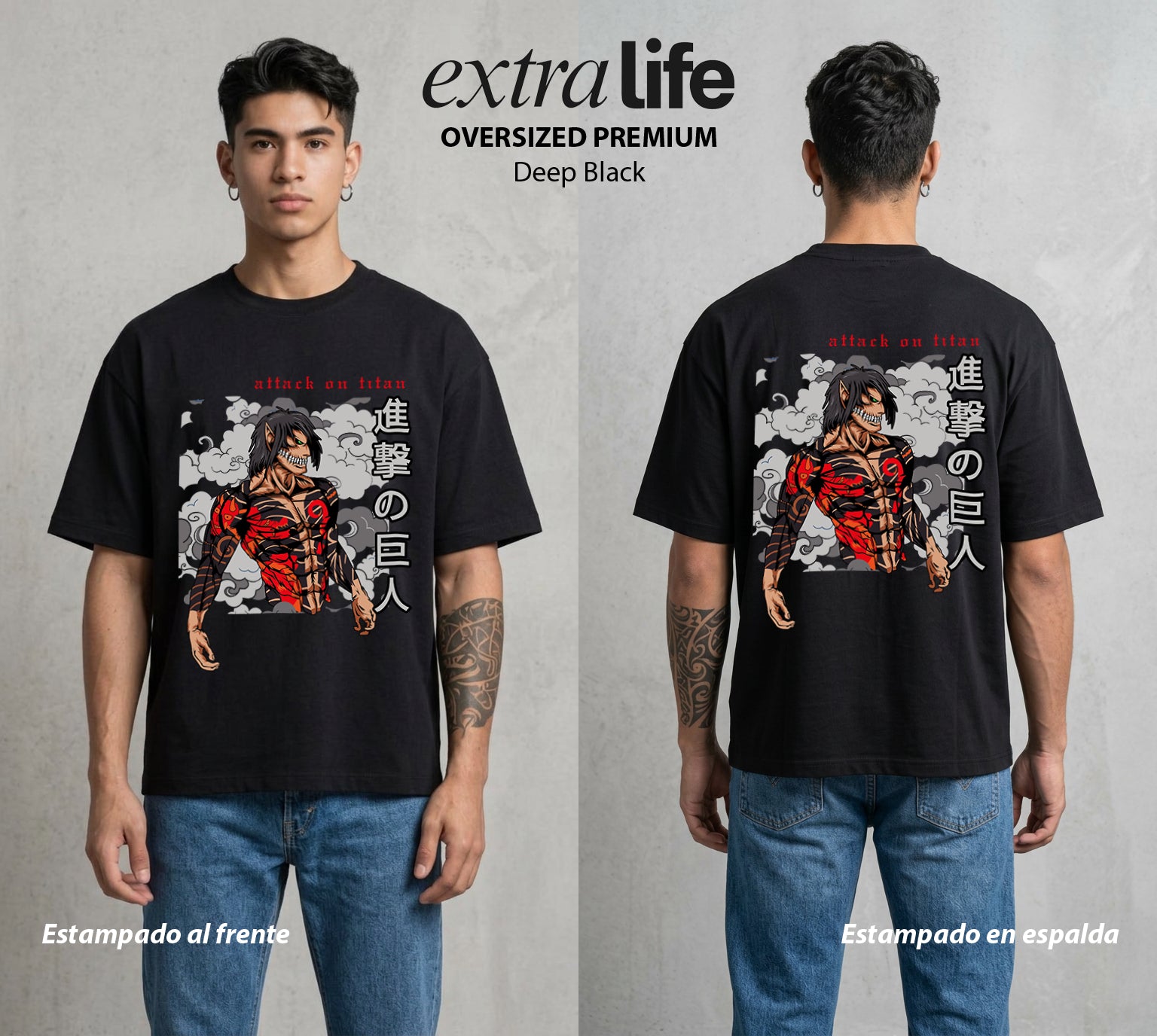 Mas Alla del Muro | Legado del Reconocimiento II #04872 - Playera Oversized Premium | Deep Black - Foto en modelo