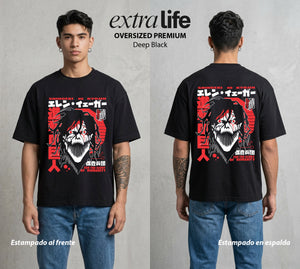 Mas Alla del Muro | Por la Gloria #04875 - Playera Oversized Premium | Deep Black - Foto en modelo