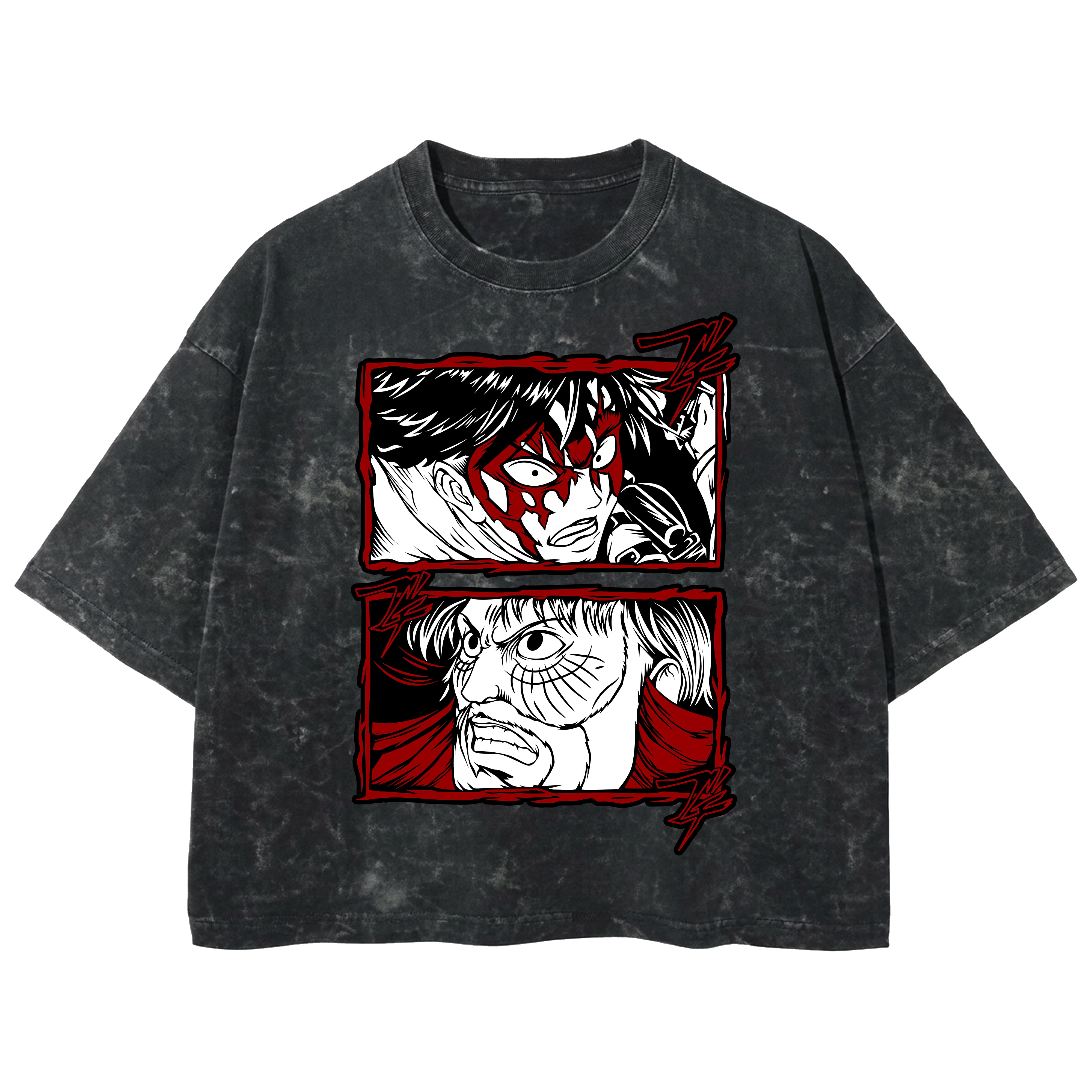 Playera streetwear premium de anime y gaming ExtraLife MX, corte boxy deluxe mineral wash heavyweight en color Acid Wash, moda urbana mexicana de culto.