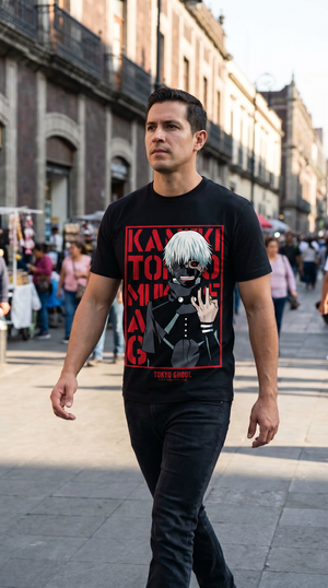Playera urbana de anime y gaming ExtraLife MX, corte Standard Fit unisex ligero y transpirable en color Deep Black y Pure White, ropa de uso diario para gym y casual.